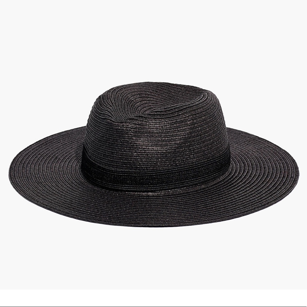 Madewell Mesa Packable Straw Fedora Hat True Black
